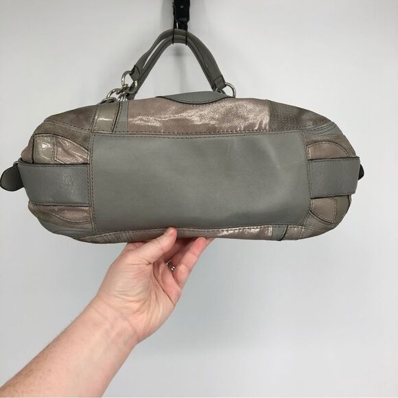 Coach RARE Mia Inlaid C Maggie Hobo Bag #15770 Gray Silver Leather - Picture 6 of 16